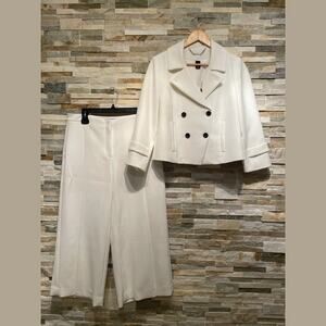 WHBM Bridal Ivory White Suit Set 8/10 NWT | Wedding Blazer + Tailored Slit Pants